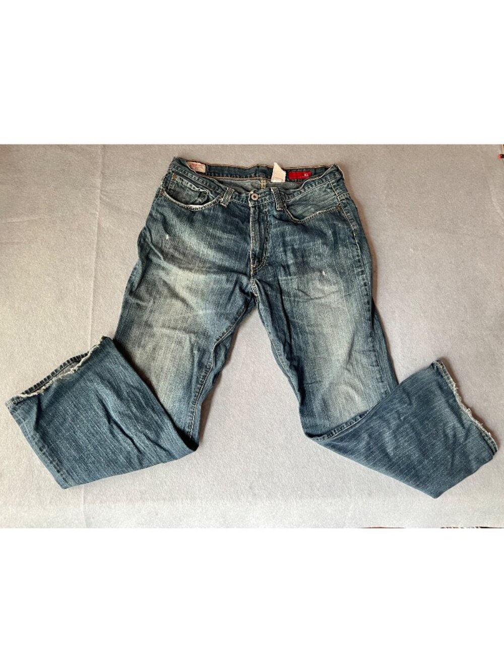 Mens X2 Quality Denim Jeans 36x30 Relaxed Fit Blue Distressed Wash